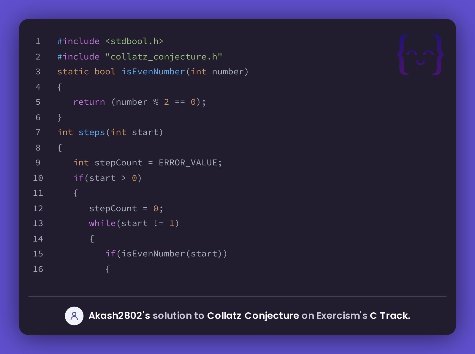 Akash2802's Solution For Collatz Conjecture In C On Exercism