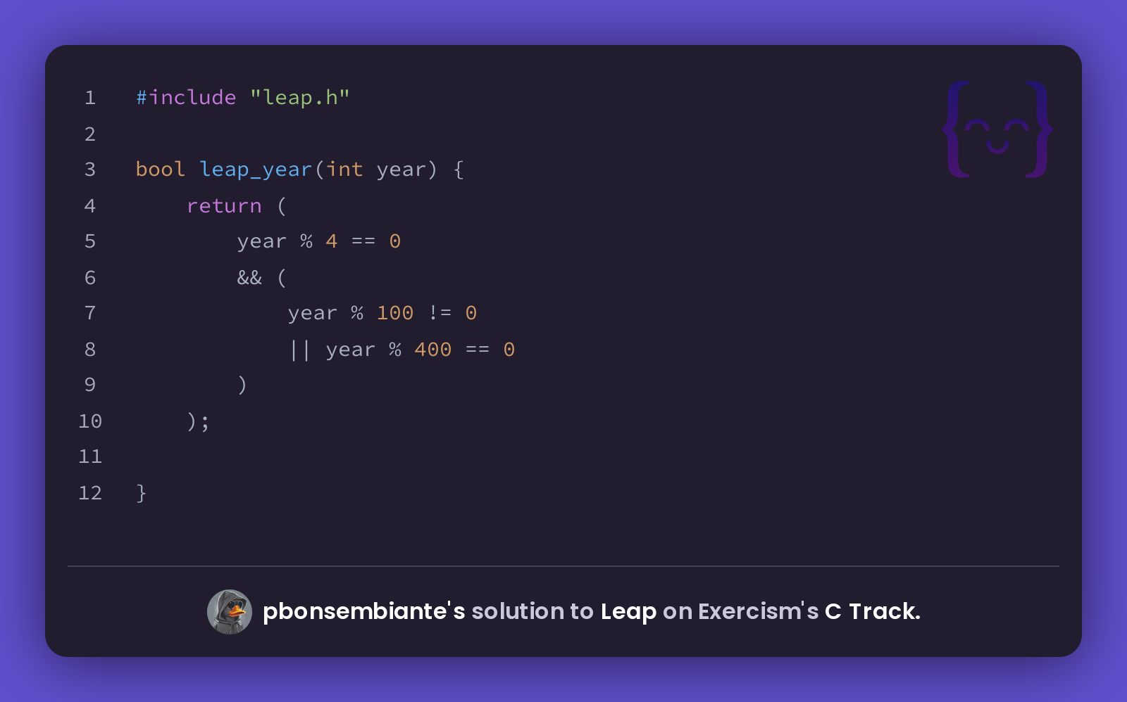 Pbonsembiante's Solution For Leap In C On Exercism