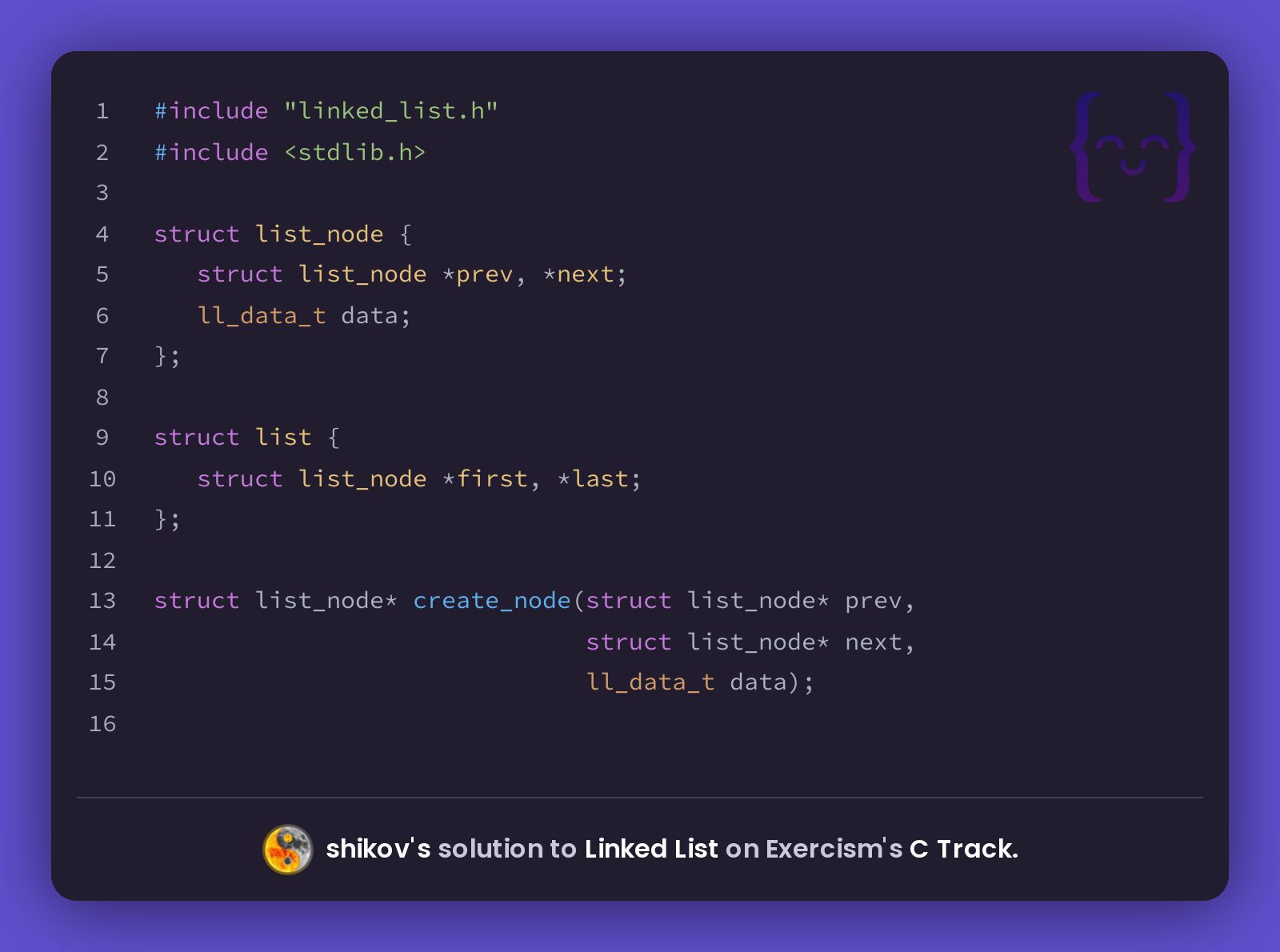 Shikov s solution for linked list in c on exercism