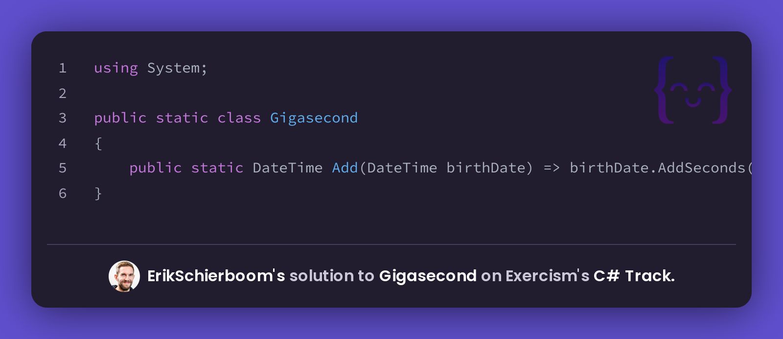 ErikSchierboom's Solution For Gigasecond In C# On Exercism