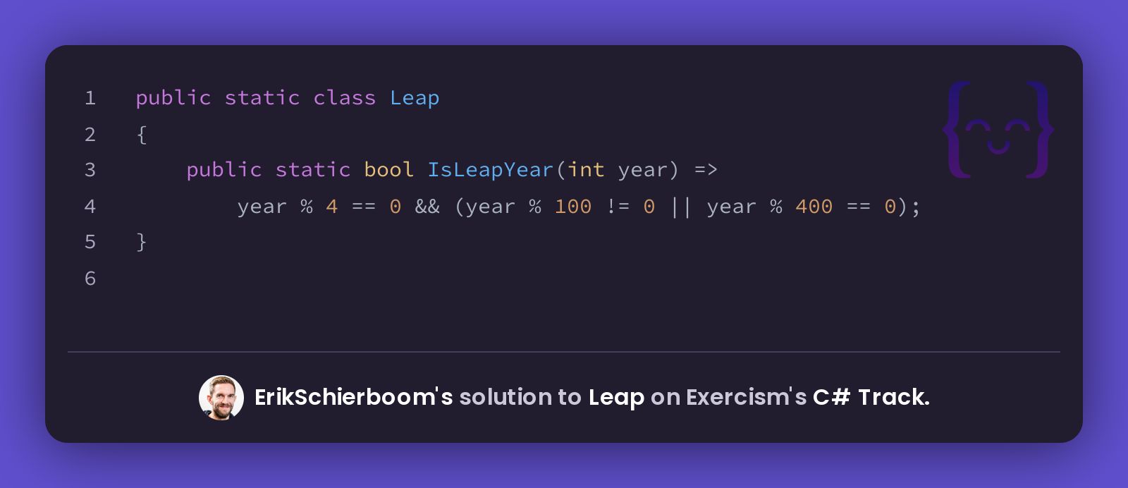 ErikSchierboom's Solution For Leap In C# On Exercism