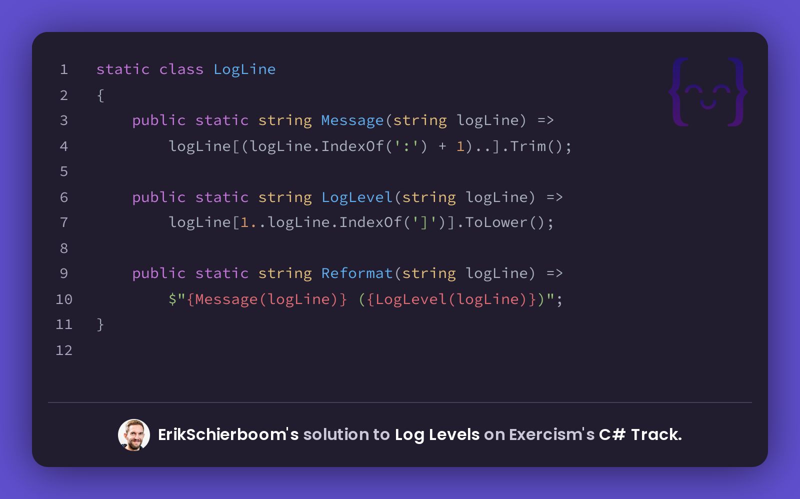 ErikSchierboom's Solution For Log Levels In C# On Exercism