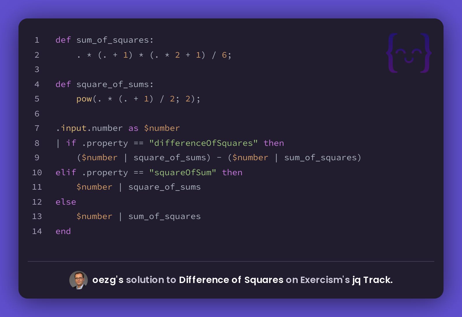 Oezg s solution for difference of squares in jq on exercism