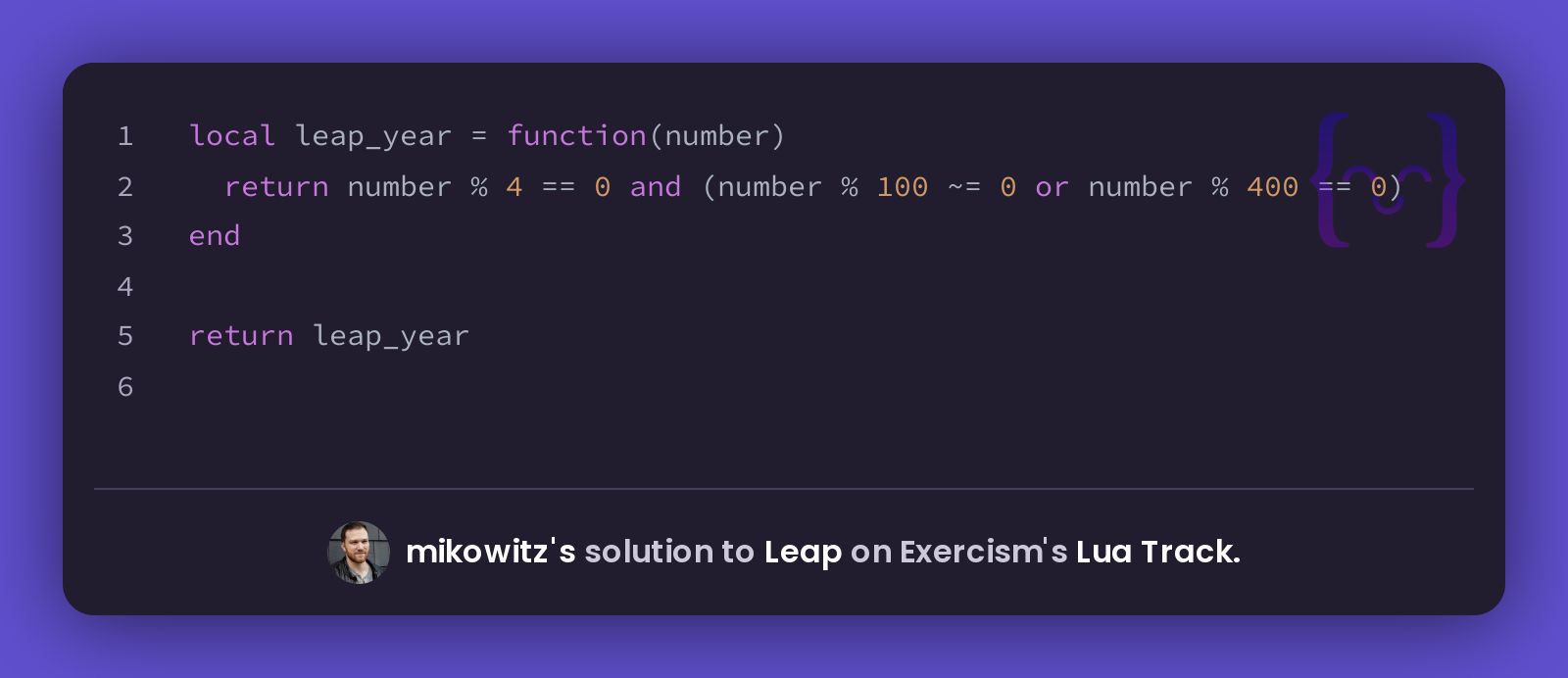mikowitz's solution for Leap in Lua on Exercism