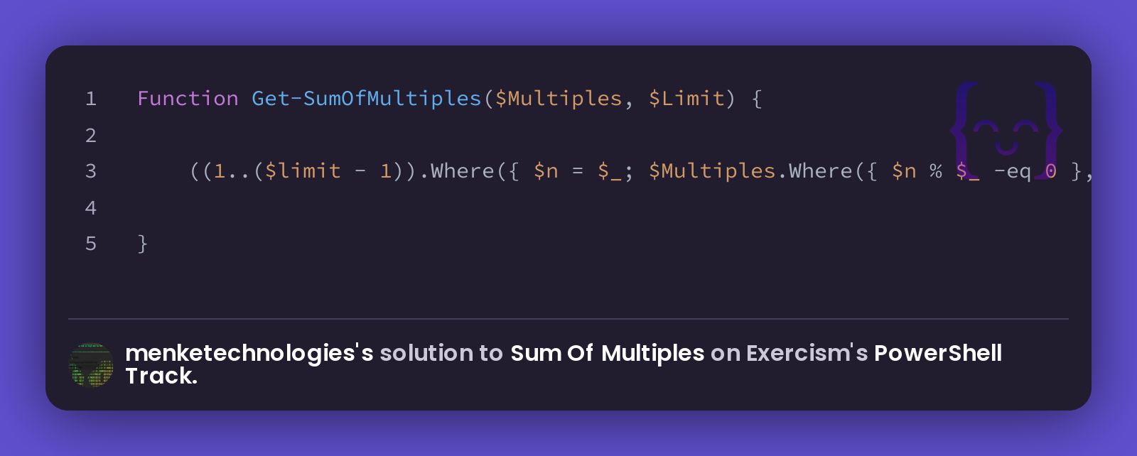 Menketechnologies's Solution For Sum Of Multiples In PowerShell On Exercism