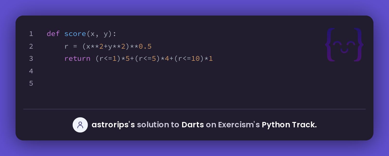 astrorips's solution for Darts in Python on Exercism