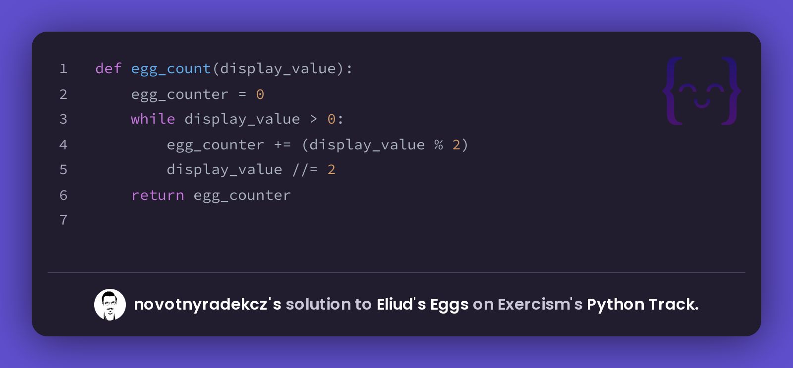 novotnyradekcz's solution for Eliud's Eggs in Python on Exercism