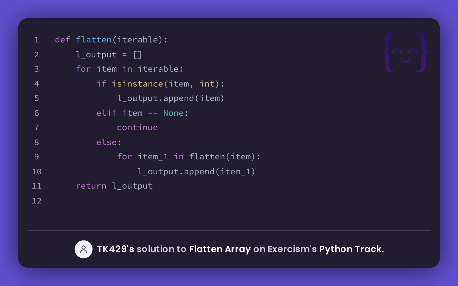 Tk S Solution For Flatten Array In Python On Exercism