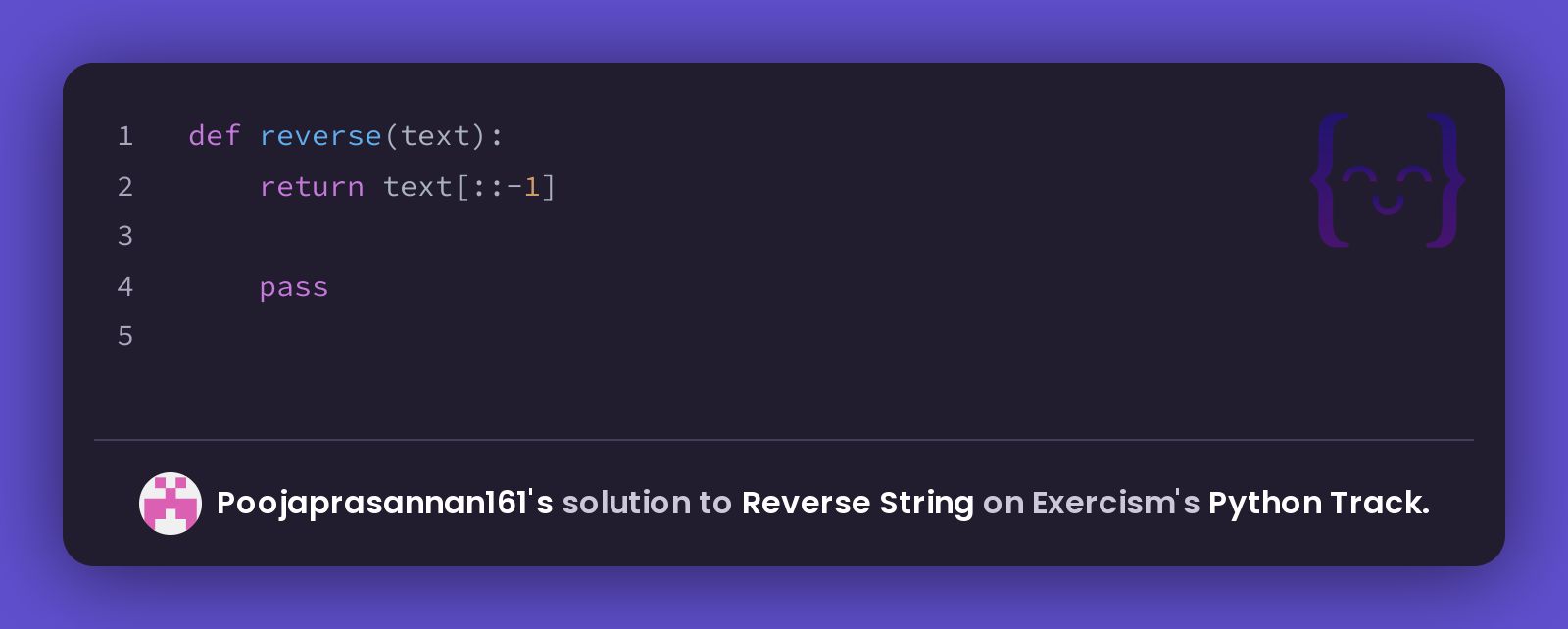 Poojaprasannan161's solution for Reverse String in Python on Exercism