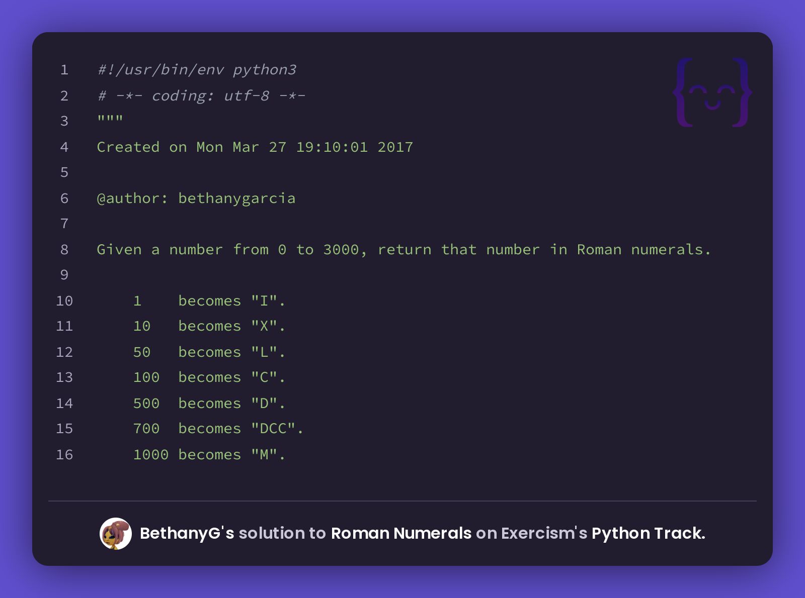 roman numerals python assignment