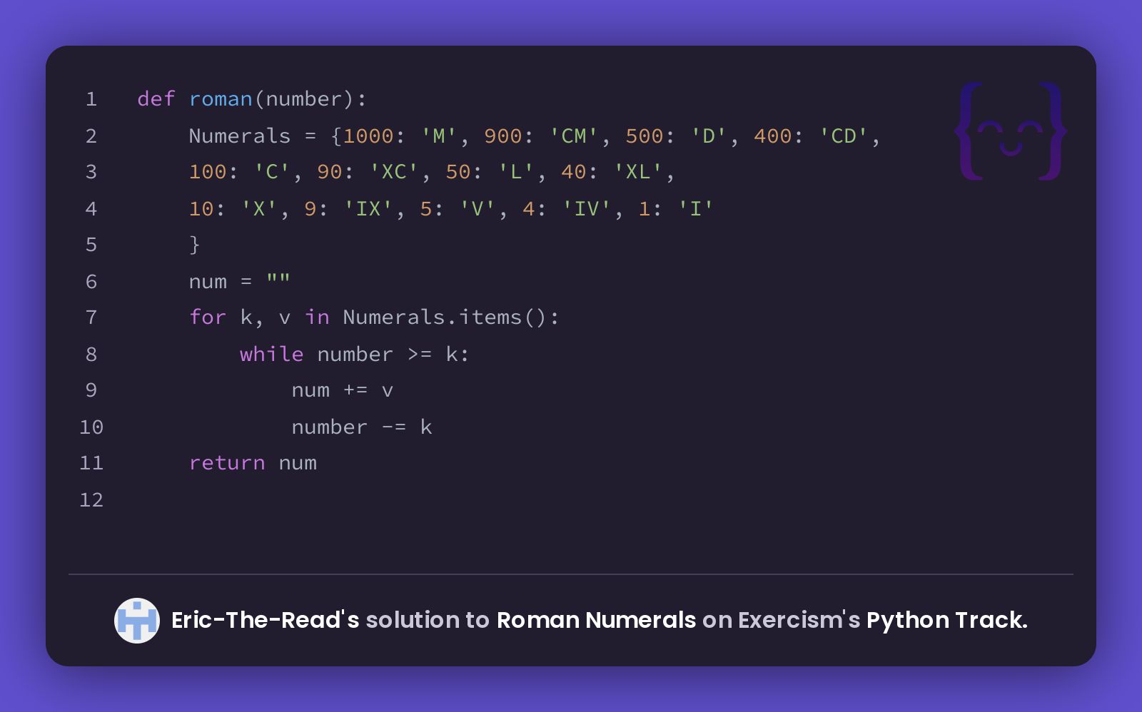 roman numerals python assignment