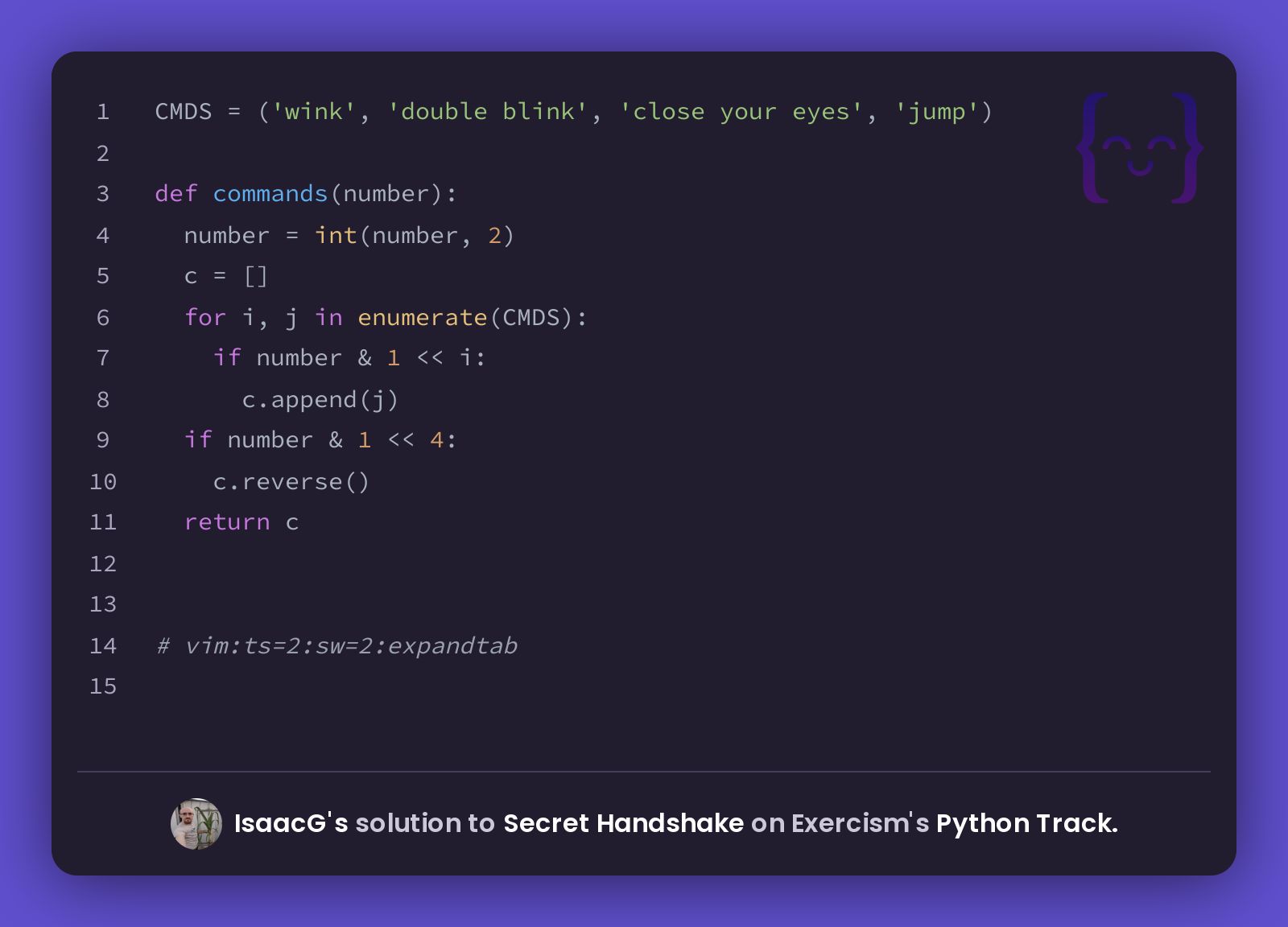 IsaacG's Solution For Secret Handshake In Python On Exercism