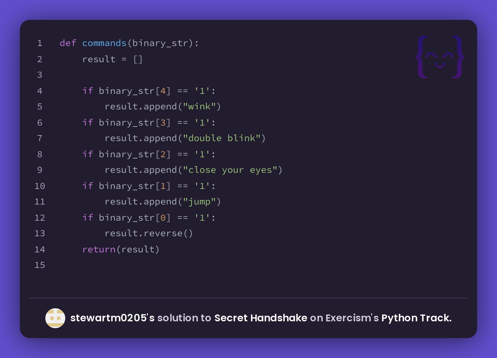 Stewartm0205's Solution For Secret Handshake In Python On Exercism