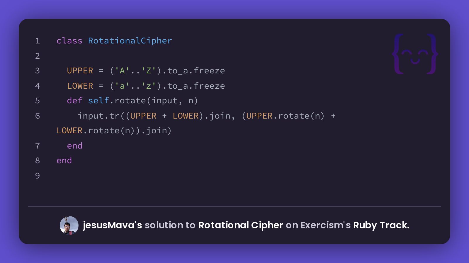 jesusMava's solution for Rotational Cipher in Ruby on Exercism