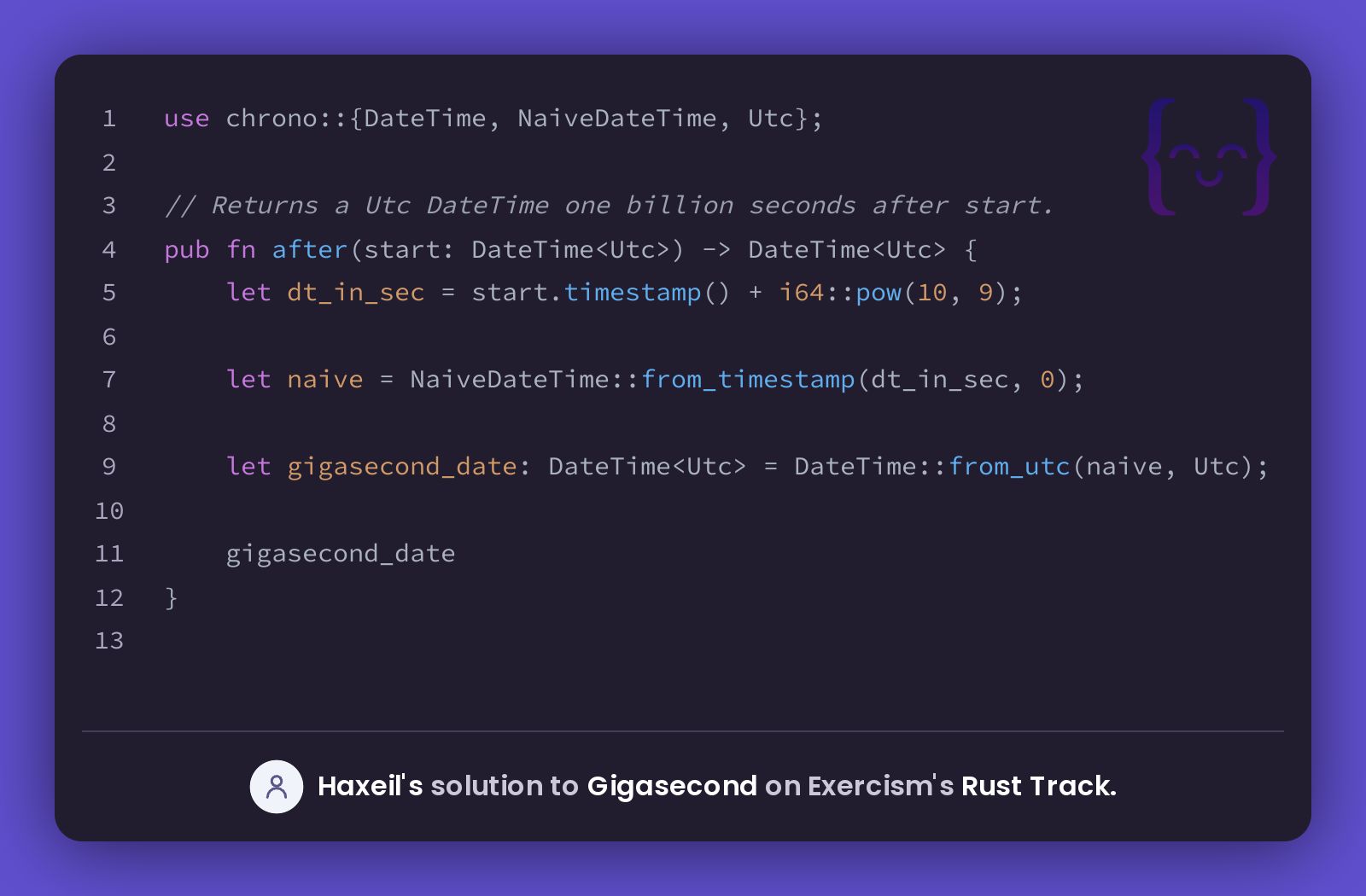 Haxeil's solution for Gigasecond in Rust on Exercism