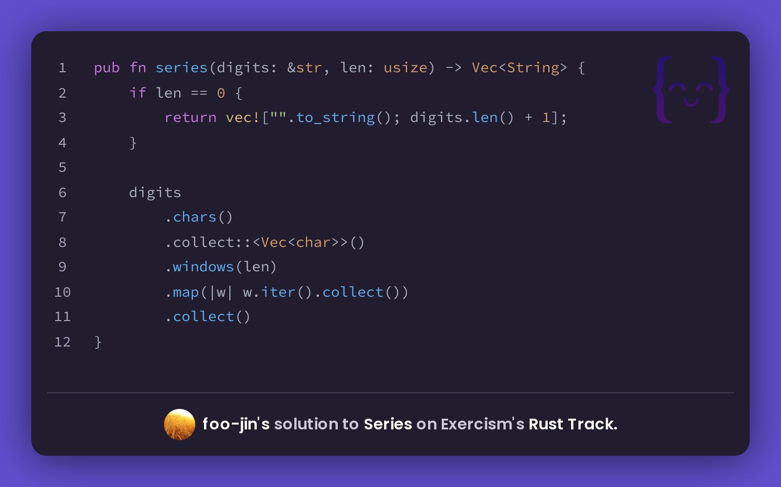 foo-jin's solution for Series in Rust on Exercism